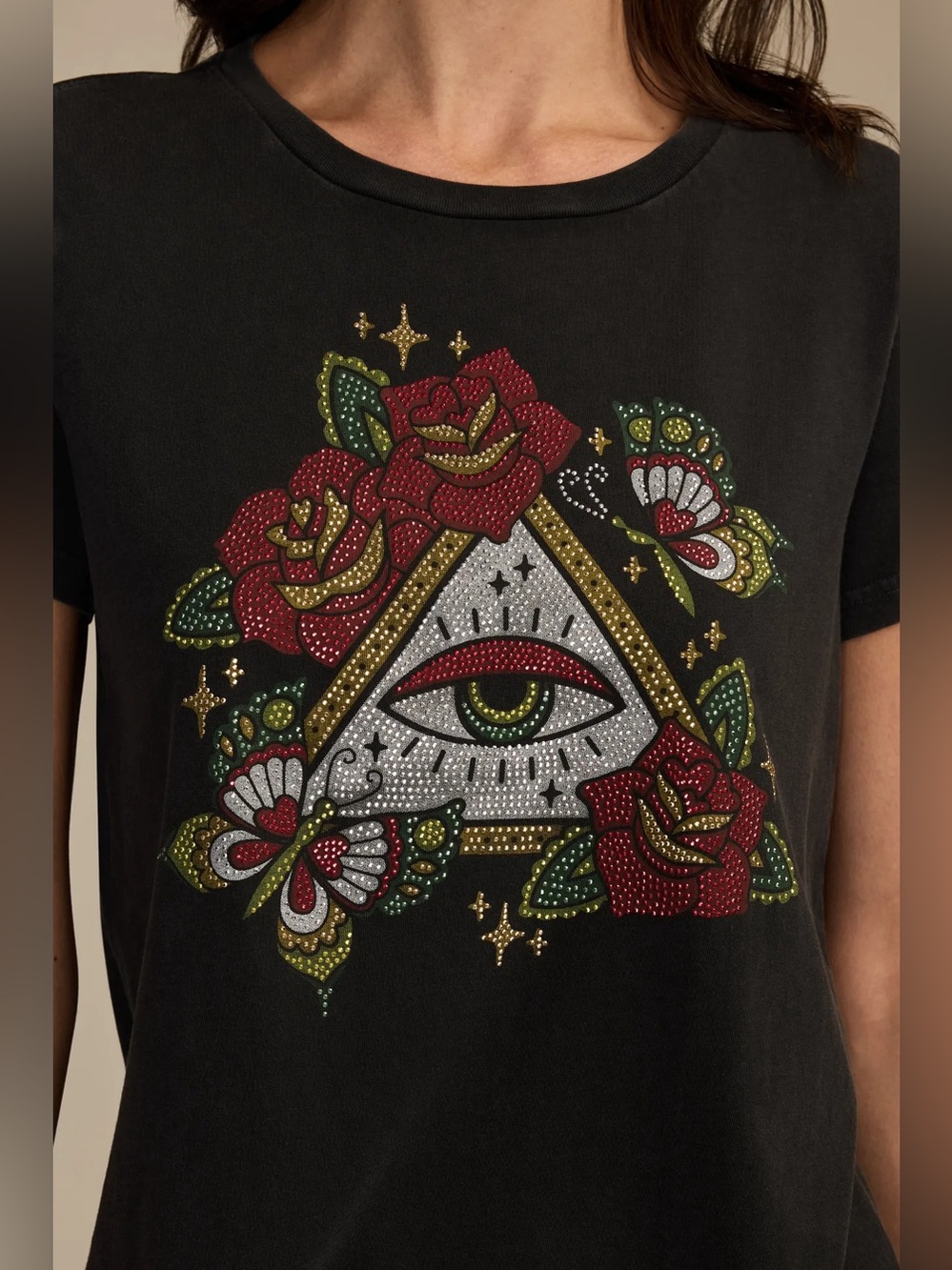 Lucky Brand Women's Tattoo Pyramid Crew Neck T-Shirt